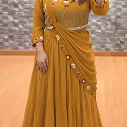 hemlata Embroidered Semi Stitched Lehenga & Crop Top-picture-12