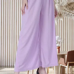 irha Women Regular Fit Purple Lycra Blend Trousers-picture-14