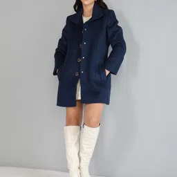 honnete 100 % Polyester Solid Coat For Women-picture-21