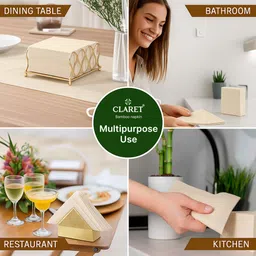 claret Bamboo Napkins | 1-Ply | 100 Pulls | OBA-Free | Rich Pulp | Skin-Friendly White Paper Napkins image 4