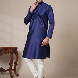 adhirajan Men Cotton Silk Kurta Pyjama Set image 5