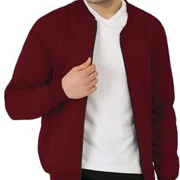 leotude Men Solid Bomber Jacket image 3