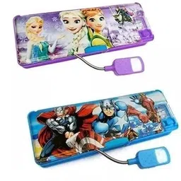 hk toys Multipurpose Magnetic Pencil Box with LED Lamp Light & 2 Side for Girls & Boys School Birthday Gift Big Size Cartoon Printed Stylish Pen Case for Kids Art Plastic Pencil Boxes-picture-17