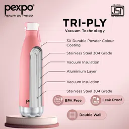 pexpo 24 Hrs Hot and Cold ISI Certified ,Espresso Vacuum insulated Water Bottle 500 ml Flask image 2