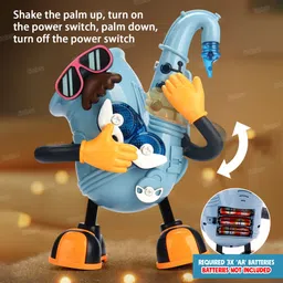 fiddlerz Musical Dancing Toy for Kids Cartoon Mr Rock with LED Light & Music Sound Toys image 4