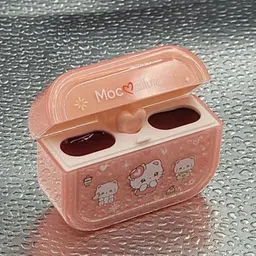 pink cheeks Korean Lip Gloss Waterproof & Lipstick Waterproof Duo – Pink Heart Earbud Shape image 1