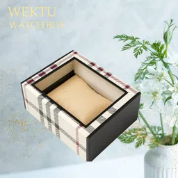 wektu Luxury Watch & Jewelry Storage Box/Multipurpose Use/WhiteAndChek/44 Watch Box-picture-33