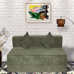 seventh heaven Relax King 8 Inch PU Foam (72x60) 2 Seater Sofa Cum Mattress In Green Colour image 1