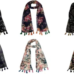 stolevilla Floral Print Chiffon Women Multicolor Scarf, Stole, Fancy Scarf-picture-26