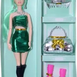 kdsn collection Foldable Doll Set For Girl Green Dress (Multicolor)-picture-28