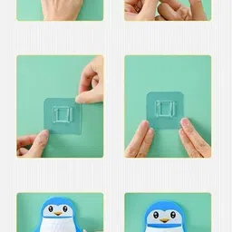 webdealz Plastic Penguin Design Wall Mounted Storage Organizer for Bathroom/Kitchen Etc x2.198 Storage Basket image 3