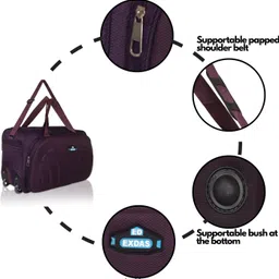 ed exdas 60 L Strolley Duffel Bag - the super premium heavy duty 60 L polyester lightweight luggage bag Duffel - Purple - Large Capacity image 5