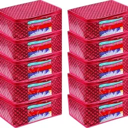 SHREE SANWARIYA CREATIONS RED CHECK PACK OF 10 Poly-canvas Laundry Bag-picture-24