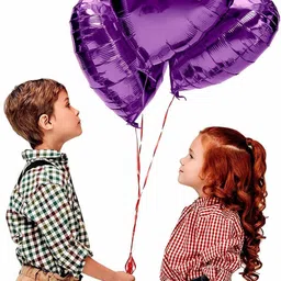rozi decoration Solid 18" inches Purple Heart Shape Party Decorative Foil Balloon - Pack of 10 Pcs (71207) Balloon image 2