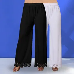 ecoundies Pack of 2 Women Straight Fit Multicolor Lycra Blend Trousers-picture-26