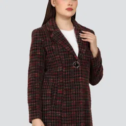 young club classic PURE WOOL Self Design Coat For Women image 2