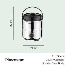 white star Stainless Steel Travel Water Jug 3 Liter, PUF Insulated Hot and Cold Bottled Water Dispenser image 3