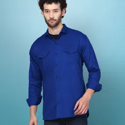 woxen Men Regular Fit Solid Spread Collar Casual Shirt image 3