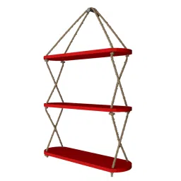 vibecrafts Three Layers Red Engineered Wood Wall Shelves image 3