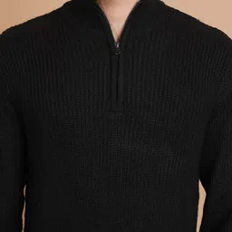 highlander Men Woven High Neck Black Sweater image 4
