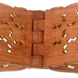 viapradhan Wooden Book Stand | Brown Rehal Handmade | Carved Wooden Folding Book Holder Wooden Brown Rehal image 3