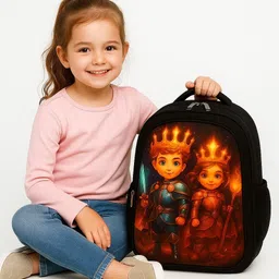 mous King Queen Black Color Kids Backpack with Premium Finish Waterproof School Bag-picture-38