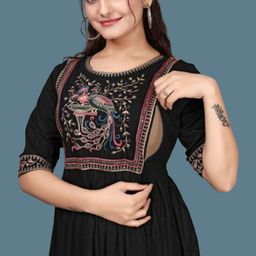 dichika enterprise Women Fit and Flare Black Below Knee Dress-picture-1