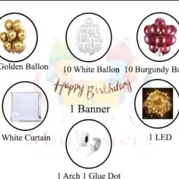party breeze Solid White Net Happy Birthday Decoration kit set Combo for Kids & Adults Balloon image 2