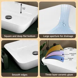 plantex Ceramic Wash Basin/Washbasin for Bathroom/Rectangle Tabletop Basin/ Hand Wash Basin for Home/Office/Hotel – (NCTT-338) Counter Top image 3