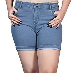 sendipo Solid Women Denim Grey Denim Shorts image 3