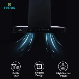 fulton T SHAPE 90 CM Auto Clean Wall Mounted BLACK 1455 CMH Chimney image 3