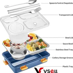 vsell Stainless Steel Airtight Leak Proof Tiffin Box with Mini Container Inside A91 4 Containers Lunch Box image 5