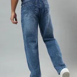 hoker Men Straight Fit Mid Rise Blue Jeans image 2