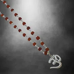 madhavi jewellery shiv rudraksha mala with trishul and damroo Silver Beads Brass, Wood Locket-picture-42