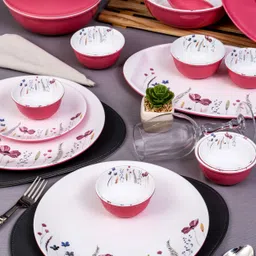 servewell Pack of 31 Melamin Dinner Set Twin Urmi - Primrose P Pink Dinner Set-picture-13