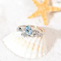 Zarkan 925 Hallmark Silver Azure Tide Blue Topaz Ring Sterling Silver Cubic Zirconia Rhodium Plated Ring-picture-34