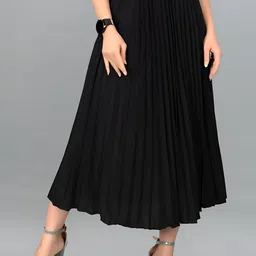 Women Abstract A-line Black Skirt-image-8