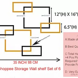 webshoppee Rack Shelves set of 6 MDF (Medium Density Fiber) Wall Shelf image 5