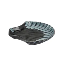 vareesha Leher Shelled Black 10 Inch Ceramic Appetizer Platter image 4