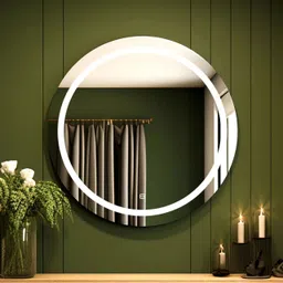 Round Wall Mirror with touch sensor & Light for wall Decorative, Size 24" X 24" Bathroom Mirror-image-58