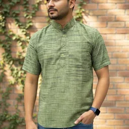 Men Printed Khadi Cotton Tunic Kurta-image-32