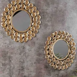 metalmastery Golden Rose Reflection Pair Decorative Mirror image 1