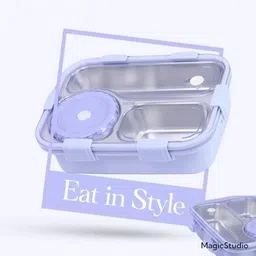 moira international Compartment -3 Sealed Leak Proof Stainless Steel For Kid's & Adult_K612 3 Containers Lunch Box image 4