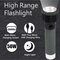 care 4 RECHARGEABLE LED FLASHLIGHT WIITH MICRO USB ALUINIUM BODY Torch image 2