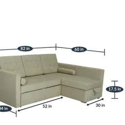 woodsworth from pepperfry Claven Fabric LHS Pull Out Sofa Cum Bed In Beige Colour image 5