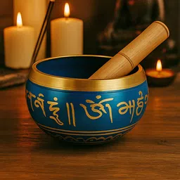 crystu Tibetan Buddhist Prayer Singing Bowl with Wooden Stick Bowl Size 10 cm / 4 inch Singing Bowl Stick image 2