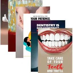 Dental Clinic Wall Decor, Dentist Reception Area Art Piece, Dental Clinic Wall Poster, Dental Care Teeth For Hospital, Pack Of 06, (Self-Adhesive) Vinyl-image-0