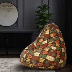 style homez 4XL Classic Cotton Canvas Abstract Printed Teardrop Bean Bag With Bean Filling image 3