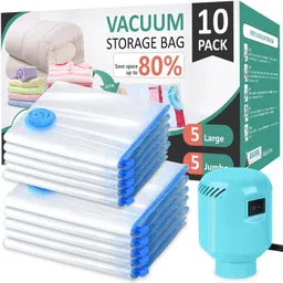 mexerris 5 Jumbo/5 Large Vacuum Seal Bags with Electric Pump Travel Storage Vacuum Bags-picture-47