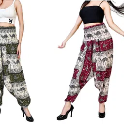 fusfus Printed Rayon Women Harem Pants-picture-24